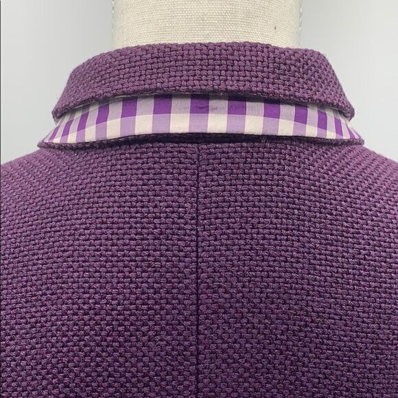 YSL Yves Saint Laurent Silk & Cotton Cropped Purple Coat Sz 12 (F44) - Picture 6 of 16